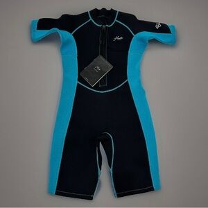 Hevto Kids Wetsuit Youth Sz 12 Shorty 3/2mm Neoprene Front Zip Short Sleeve NEW